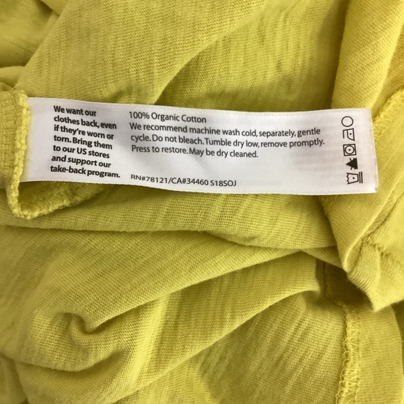 Eileen Fisher Organic Cotton V-Neck Short Sleeve Top Yellow 2X - Picture 7 of 7